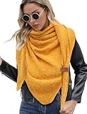 Xnova Schal Damen Winter Dreieck Strickschal Wärmende, Weich Dreiecksschal mit Lederschlaufe, Flauschig Gestrickt Umschlagtuch Halstuch Poncho Halstüche Geschenk für Frauen (Gelb)