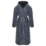 Gräfenstayn® Damen & Herren Kuschelfleece Bademantel mit Kapuze Größe S-XXXL mit Öko-Tex Standard 100 Flanell Fleece (M, Anthrazit)