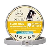 DEWEL 2pcs Zeckenhalsband für Hunde - 8 Monate Schutz- 63.5 cm verstellbar für alle Größen - Wasserdicht Hund Flohhalsband, Flohschutz Halsband für Hunde