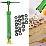 Qiyuting 1 Set Edelstahl grün rotierende Presse Schlammpistole DIY Polymer Ton Backen Fondant Kuchen Extruder Skulptur Werkzeuge