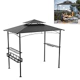 UISEBRT Grillpavillon Winterfest mit Metallrahmen und Polyesterdach, 245 x 153 x 250 cm, Schutz vor Regen und Sonne, inkl. Stauraumbasket, Pavillon Überdachung für Grillpartys Garten und Terrasse