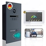 MATHFEL 2-Draht-Bus WLAN Video-Türsprechanlage – 7-Zoll Full HD Touchscreen, 170° Kamera, Fingerprint, Gegensprechanlage für 1-Familienhaus, wetterfest IP65, Türklingel mit App-Steuerung