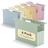 NORDUN Kunststoff-Hängemappen, extra Kapazität, 7,6 cm, erweiterbare Tasche, Briefform, erweiterbar, groß, Pastell-Hängemappen, verstellbare Tabs, robuster Aktenschrank für sperrige Akten, 6 Stück