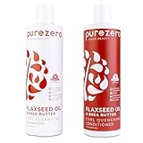 Purezero Shampoo und Conditioner für Leinsamenöl und Sheabutter – Lockenpflege – für entwirrtes und entwirrtes Haar – keine Sulfate / Parabene / Farbstoffe – 100 %