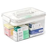 Theo&Cleo Medikamenten Aufbewahrung, Groß Medikamentenbox, Medizinbox, Hausapotheke box, Aufbewahrungsbox for medicine (Transparent-XL)