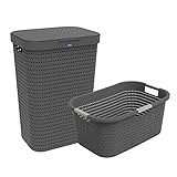 Rotho Country Wäscheset 2tlg. 55l, 40l, Kunststoff (PP) BPA-frei, anthrazit, 55l, 40l