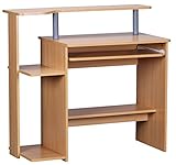 Wohnling Computertisch WL1.163 Buche 94x90,5x48,5 cm Laptop Tisch Modern mit Tastaturauszug, PC-Tisch mit Drucker-Ablage platzsparend, Schreibtisch für kleine Räume mit Ablage, Laptoptisch Klein