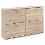 Schuhschrank WL5.828 Modern 120 x 81 x 24 cm Holz Schuhregal Sonoma 4 Fächer | Schuhkommode Flurschrank mit Ablage | Design Schuhkipper Schuhaufbewahrung | Flurkommode für Schuhe Hoch