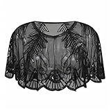 GIBZ Pailletten Schal und Wraps für Damen Elegantes Abend Cape Weiche Strickjacke 1920er Vintage Stola, Schwarz