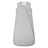 HAPIU Baby-Schlafsack, Unisex, Rayon aus Bambus, TOG 1.0, 2-Wege-Reißverschluss, YKK, tragbare Decke für Babys, Hell, meliert, Grau, 18-36 months