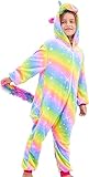 Kinder Einhorn Schlafstrampler Strampelanzug Mädchen Bequeme Pyjamas Jungen weichen Schlafanzug Geschenke Tier Kostüm Schlafoveralls (DE/NL/SE/PL, Numerisch, 90, 100, Regular, Regenbogen)