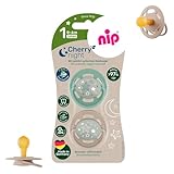 NIP Cherry Rundsauger Schnuller NIGHT 0-6 Monate, Leuchtschnuller, ab Geburt 0+ Monate, STILLFREUNDLICH & NACHHALTIG, leuchtet im Dunkeln, 2er Pack, UNISEX Babies