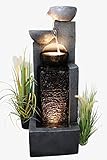 Arnusa Großer Gartenbrunnen mit LED Beleuchtung Springbrunnen Kaskade Wasserspiel Gartendekoration, Schwarz, Grau