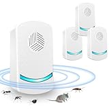 Ultraschall Schädlingsbekämpfer, 4 Stück Mäuseabwehr Mäusevertreiber Ultraschall & Elektronische Insektenschutzmittel, Pest Control Repeller für Mäuse Ratten Mücken Kakerlaken Spinnen Fliegen