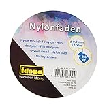 Idena 63136 - Transparenter Nylon-Faden auf Spule, unsichtbare Nylon-Schnur ca. 0,3 mm x 100 m, Tragkraft ca. 8,6 kg, zur Schmuckgestaltung, zum Basteln und Aufhängen von Mobiles, Fensterbildern uvm.