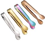 8 Stk Zuckerzange Klein Edelstahl Set,Bunte Eiswürfelzange 11cm Süßigkeiten Zange,Küchenzange,Mini Zuckerzange für Kaffee, Bars, Küchen und Partys,4 Farben