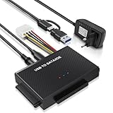 Binghe USB 3.1 Zu SATA/IDE Adapter USB Adapter für 2,5' und 3,5' SATA HDD und IDE-Festplatte inklusive 12V 2A Netzteil, USB-Kabel und Kabel Kompatible mit Mac OS/Windows/Linux