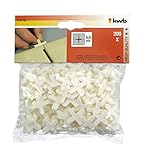 kwb Fliesenkreuze 250 Stück, Fliesenzubehör ,Kunstoff, 28 mm x 5 mm, Abstandshalter, weiß