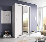 Schwebetürenschrank Kleiderschrank AR06 ARTI Garderobenschrank mit Spiegel Schiebetürenschrank (Weiß Matt)