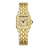 CHEETAH Armbanduhr Damen Kleine Analoge Quarz Uhr Damen mit Vintage-Armband, Rechteckiges Gehäuse, Römisches Zifferblatt, Digitale wasserdichte Armbanduhr für Frauen und Mädchen - Gold Gold