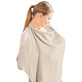 Konssy Musselin-Abdeckung zum Stillen von Babys, atmungsaktiv, 100% Baumwolle, Stillbezug mit starrem Reifen für Mutter, Stillschürze, Mehrzweck-Autositz-Baldachin (Sommerweizen)