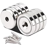 Aenienoe Magnete Stark mit Loch 10KG Kraft Magnete Rund 20mm Neodym Magnet zum Anschrauben Topfmagnet Schrauben Werkstatteinrichtung 8 Stück