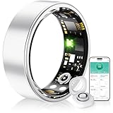 HPLSZCN Smart Ring Fitness Tracker mit Schlafanalyse - IP68 Wasserdichter Aktivitäts-Tracker für Damen/Herren - Sport & Gesundheitsmonitor mit Bluetooth für Android/iOS (Silber, 9)