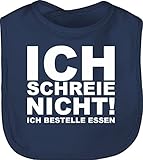 Shirtracer Baby Lätzchen - Sprüche - Ich schreie nicht, ich bestelle Essen! - Unisize - Navy Blau - für babys geschenke lustige babysachen spruch eat babylätzchen babygeschenk lustig