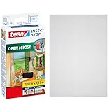 tesa Insect Stop Comfort Open/Close Fliegengitter Fenster zum Öffnen & Schließen - Insektenschutz Rollo selbstklebend - Anthrazit, 130 cm x 150 cm