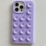 GXZJFC Suckers Stoßfeste Kreativitäts-Telefonhülle für iPhone 16 15 14 Plus 13 12 11 Pro Max Weiche Flüssigkeit Stille Saugnapf Mädchenhülle, Lila, Für iPhone 15 Pro