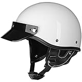 Motorrad-Halbgesichtshelm, Offenes Gesicht, Sonnenblende, Unisex-Erwachsenengröße, Scooter-Helm Im Japanischen Stil Für Radfahren, ATV, UTV, Tourenanzüge, Männer, Frauen,White a,XL