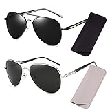 Osuter Pilotenbrille Herren, 2PCS Sonnenbrille Polarisiert Unisex Fliegerbrille UV400 Schutz Piloten Brille Fahrerbrille mit 2PCS Brillenetui für Fahren Angeln Draußen