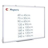 maxtek Magnettafel Whiteboard 60 x 45cm, Pinnwand Magnetisch mit Aluminiumrahmen, Trocken Abwischbar Magnetwand, Einfach zu Montieren und Leicht Aufhängen