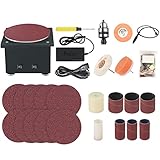 ERYUE Bank-Scheibenschleifer,Mini-Tellerschleifer und Schleifrolle mit flexiblem Verlängerungsstangen-Kit, elektrischer Kantenschärfer, 7 Variable Geschwindigkeiten, mit Schleifscheibe/Band/Rad, DIY