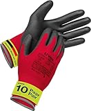 Uvex unipur 6639, 10 Paar - Montagehandschuh für trockene & leicht feuchte Bereiche - leicht, feinfühlig & schmutzunempfindlich - rot, schwarz - Größe 09/L