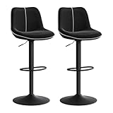 VASAGLE Barhocker 2er Set, Barstühle höhenverstellbar, drehbare Küchenhocker, mit ergonomischer Rückenlehne, Samt, für Kücheninsel, Hausbar, modern, tintenschwarz LJB188B01