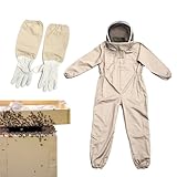 Bienenschutzanzug, Imkeranzug - Imkerei-Ganzkörperanzug mit abnehmbarer Kapuze - Imkerei-Arbeitsschutzkleidung, Fäustlinge, Dieser schützende Bienenanzug ist perfekt für Imker. Dieser Anzug mit locker