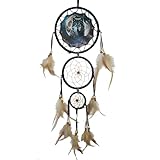 Remorelt Wolf Traumfänger Schlafzimmer Wanddekoration Weihnachten Home Decoration Raumzubehör Feder Dekoration - Einzigartiger Home Craft Wall Pendant (DC04 6Inch Wolf W/Moon)