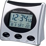 Technoline Der WT 221 ist EIN klassischer Funkwecker mit Temperaturanzeige und digitaler Uhrzeitanzeige, Silber - schwarz