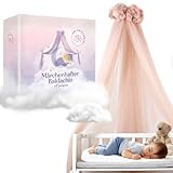 DREAMYBAMBINI Märchenhafter Betthimmel für Babybett, Prinzessin Babywiege, Beistellbett Baby, Moskitonetz, Babyzimmer Deko, Baldachin Kinderzimmer 170x960 cm (Creme-Beige rosa Touch)