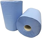 2x Putzrolle blau 2-lagig jew. 500 Blatt gesamt ca. 1000 Blatt ca. 36x36 cm perforiert saugstark Reinigungstücher Putzpapier Wischtücher