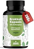 Brokkoli Kapseln - 200x Sulforaphan Hochdosiert - 500mg pro Kapsel - 130mg Sulforaphan a 2 Kapseln - Brokkolisprossen - Vegan und produziert in Deutschland