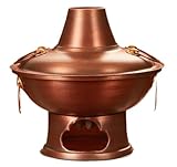 NESPIQ Chinesischer Hot Pot Kupfer Hotpot Chinesische Holzkohle Suppe Topf Küche Kochgeschirr Kochtopf Für Home Famliy Kupfer Hotpot(34cm)