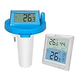 KETOTEK Poolthermometer Schwimmend Funk Thermometer Pool Digital Wassertemperaturmesser Pool Funkthermometer Schwimmendes Innen- und Außenthermometer für Schwimmbad, Badewanne, Teich und Aquarium