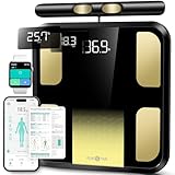 RunSTAR Körperfettwaage, Personenwaage digital mit 8 Elektroden für Körpergewicht und Körperfett, BMI, Muskelmasse und Analyse von 28 Körpermaße App-Nutzung, 3-Metrik-Anzeige, 180kg