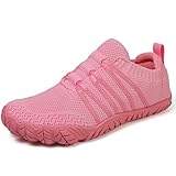Barfußschuhe Damen Herren Breite Barfuss Schuhe Laufschuhe Zero-Drop Sohlen Zehenschuhe Traillaufschuhe Leichte Atmungsaktiv Fitnessschuhe Komfort rutschfest Straßenlaufschuhe Unisex(Rosa 39EU)