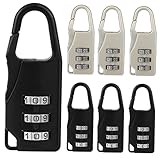 GAROZATION 6 Stück Teiliges Zinc Legierung Zahlenschloss mit Stelligem Tragbares Vorhängeschloss für Koffer Gepäck Schrank Schwarz Silber Einfach Robust und Sicher