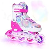 Nattork Kinder Inliner für Mädchen, 4 Größen Verstellbare Inline Skates, Schmetterling Inline Rollschuhe für Mädchen (Rosa, 27-31 EU / 175-200 MM)