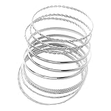 Yuqilin 12 Stücke Boho Armreifen für Frauen Indischer Schmuck Silber Armbänder Stapelbare Armbänder Bracelet Indien Femme Vintage Geschichtetes,für Frauen Mädchen Schmuckgeschenke(Silber)
