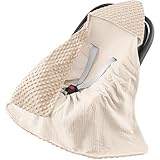 Susurration Einschlagdecke Babyschale Baby Decke 90x90 cm Kinderwagen und Kindersitze universal Baby Babydecke für Neugeborenen und Kleinkinder Einschlagsdecken Punkt Gurt(Reis-Weiß)
